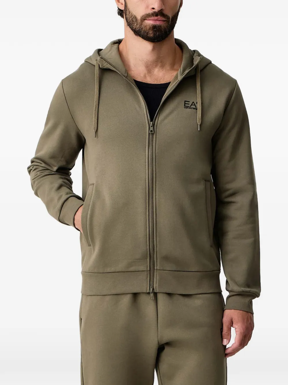 Ea7 Emporio Armani logo-print zip-up tracksuit - Verde
