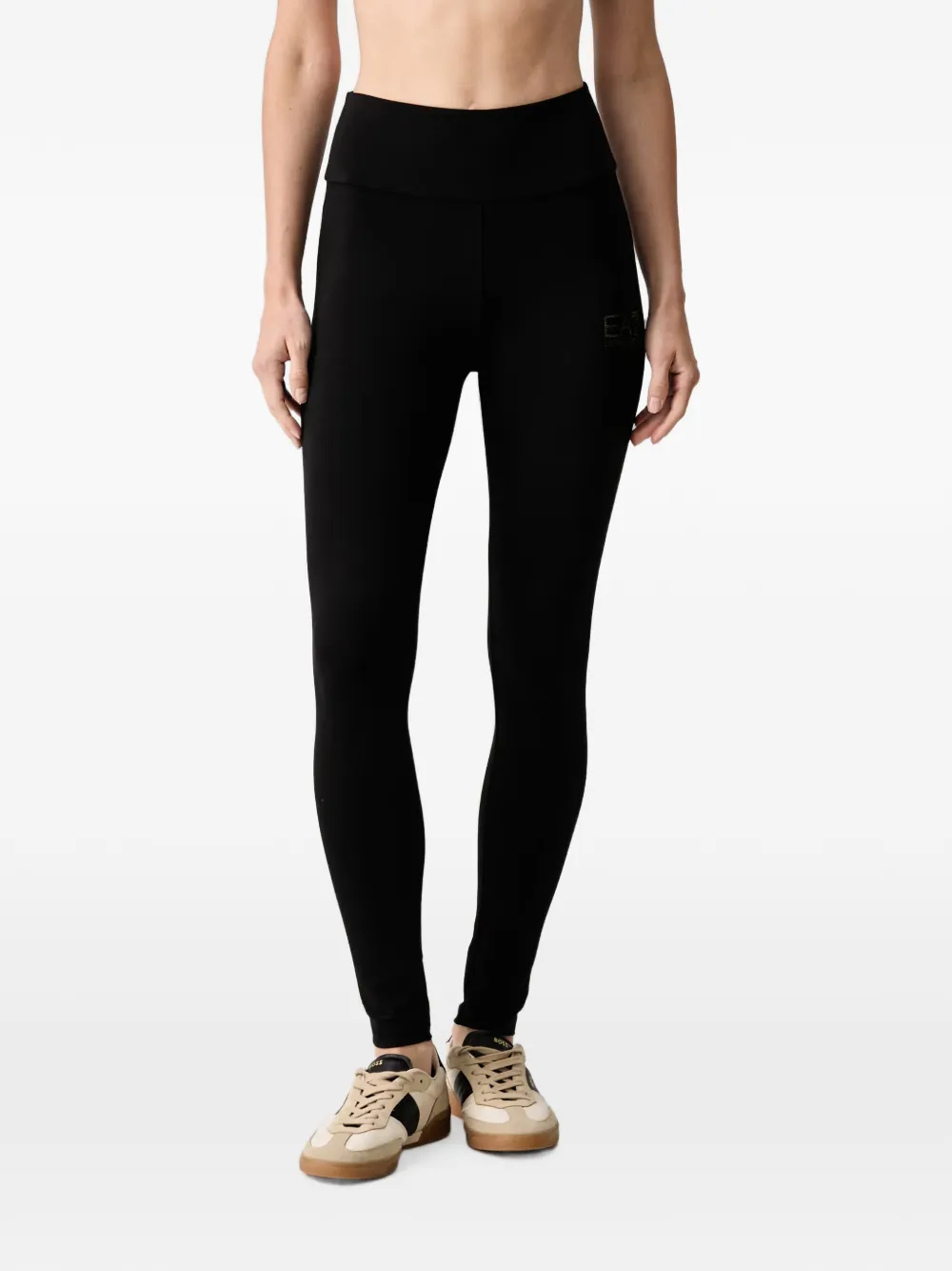 Ea7 Logo-print Leggings In Black