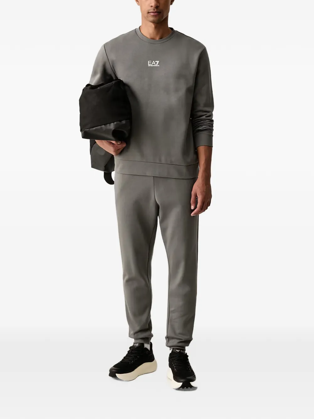 Ea7 Emporio Armani logo-print crew-neck tracksuit Grijs