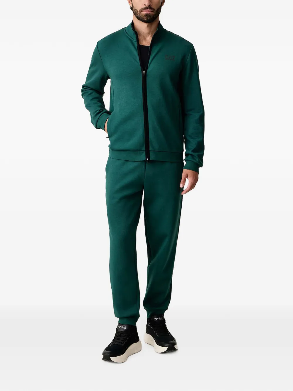 Ea7 Emporio Armani zip-up logo-print tracksuit - Verde