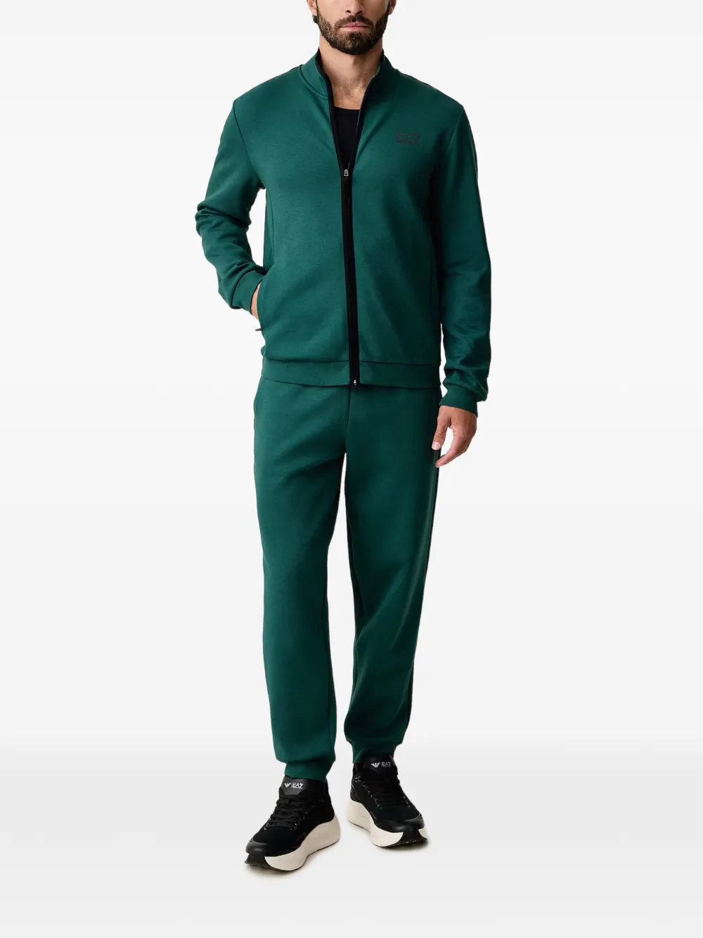 Ea7 Emporio Armani zip-up logo-print tracksuit - Verde