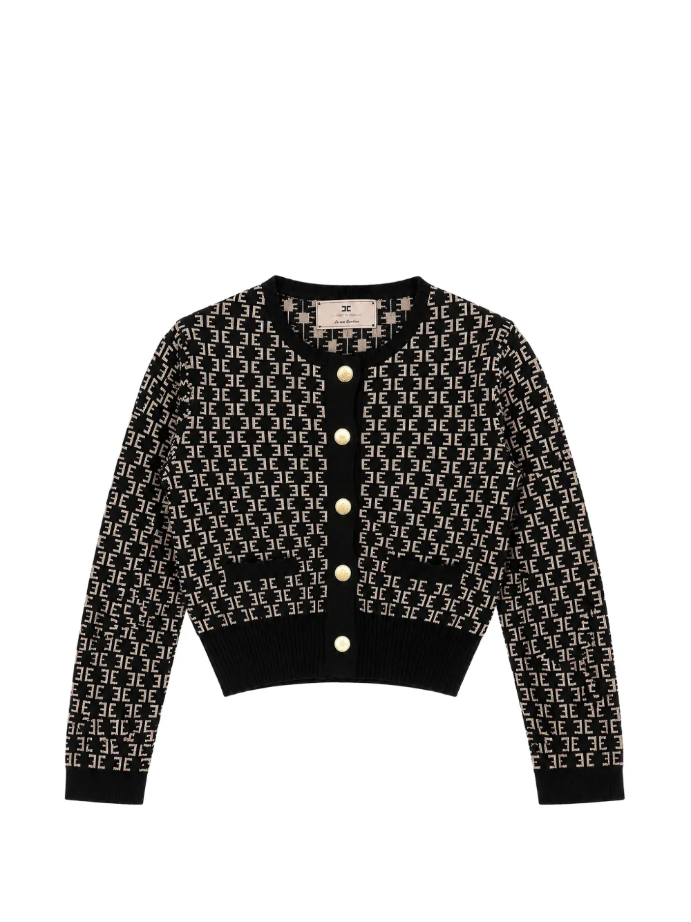 Elisabetta Franchi La Mia Bambina Monogram-pattern button-up cardigan - Nero