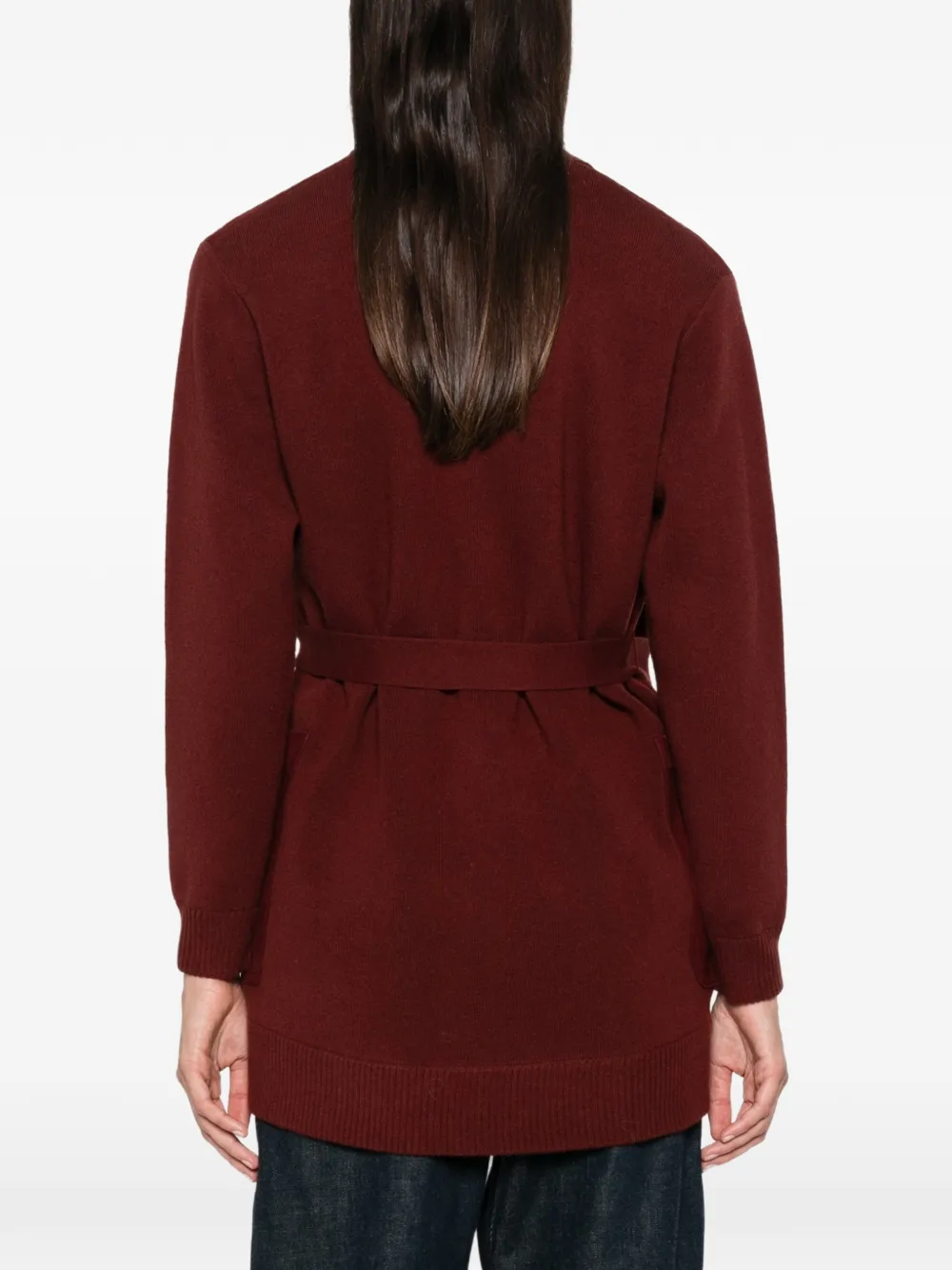 Max Mara suede-panelled belted cardigan Rood