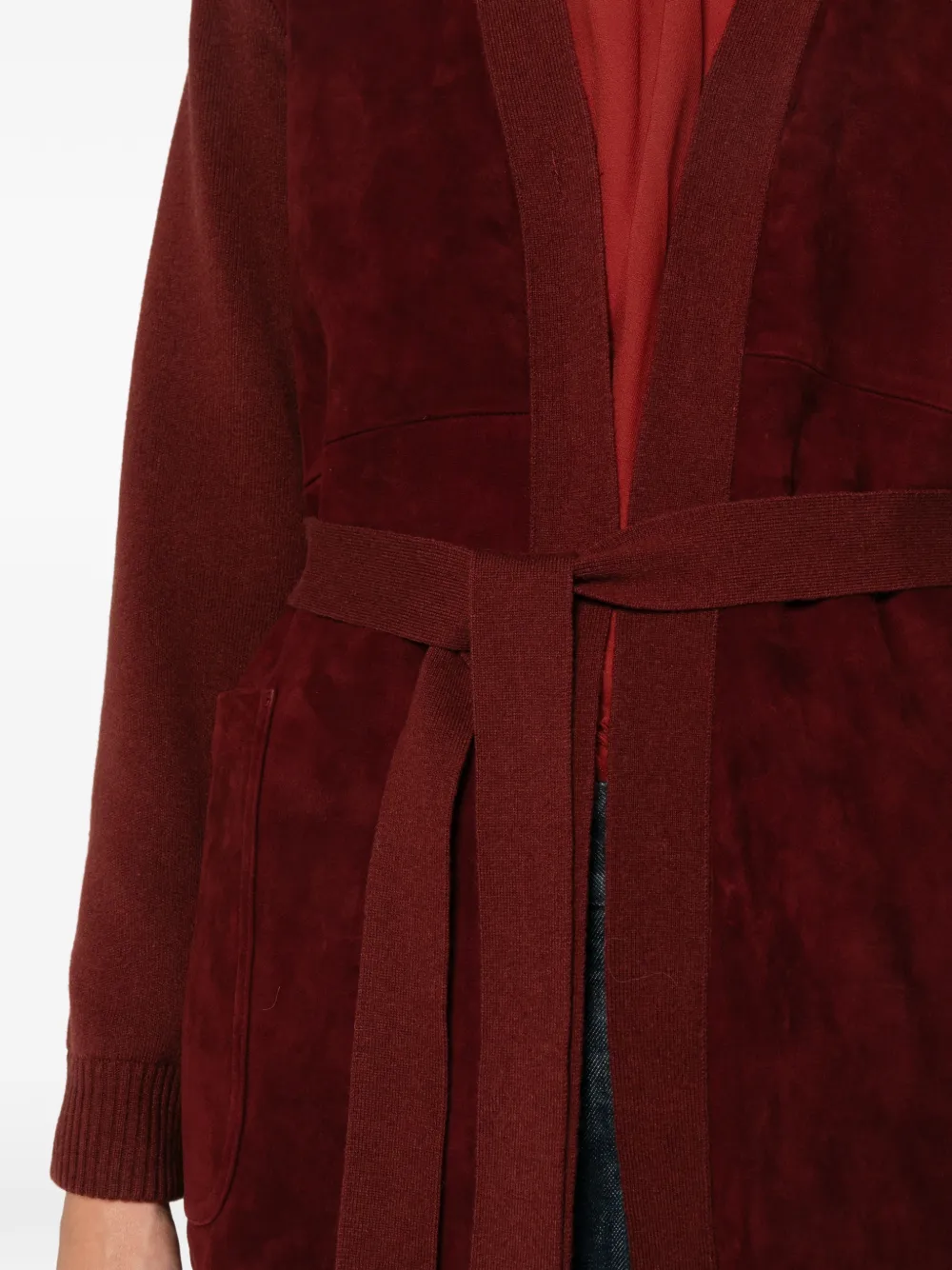 Max Mara suede-panelled belted cardigan Rood