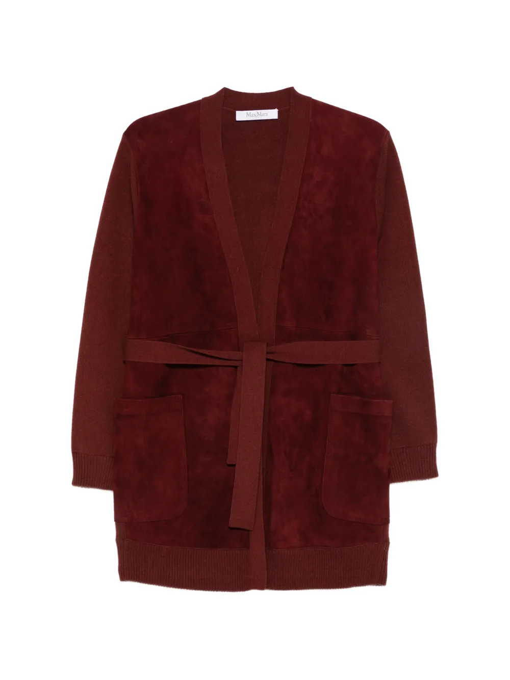Max Mara suede-panelled belted cardigan
