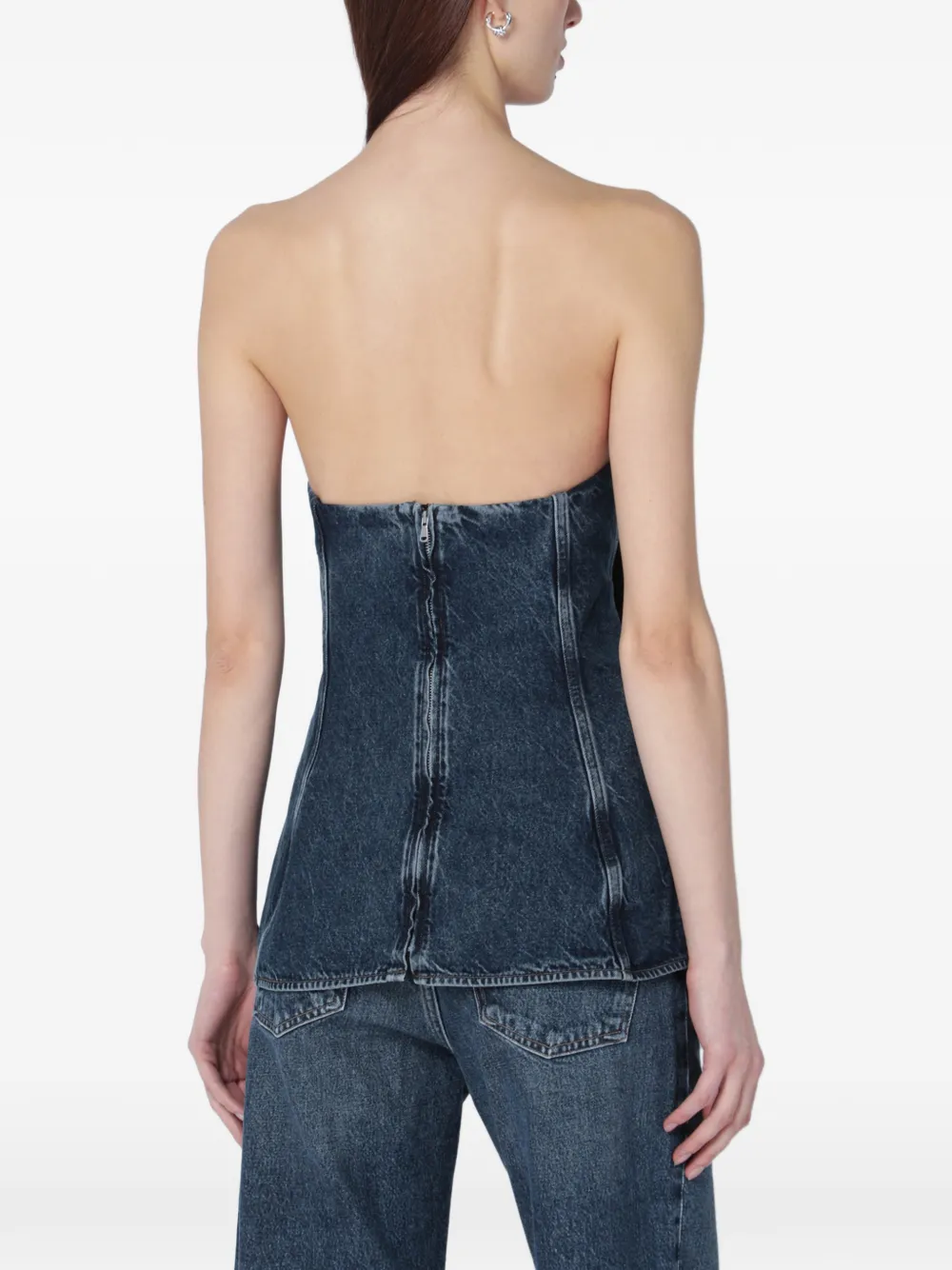 AGOLDE Lara strapless corset top Blauw