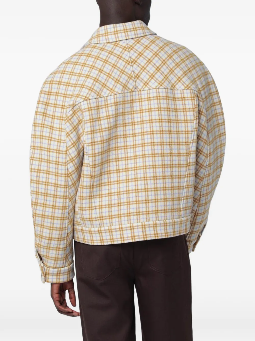 Séfr Matthieu geruit wollen shirtjack Beige