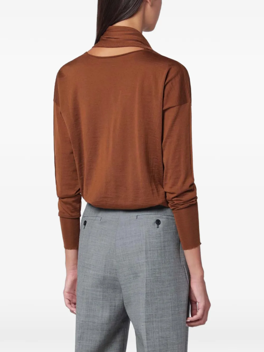 Roberto Collina V-neck scarf-detail sweater Bruin
