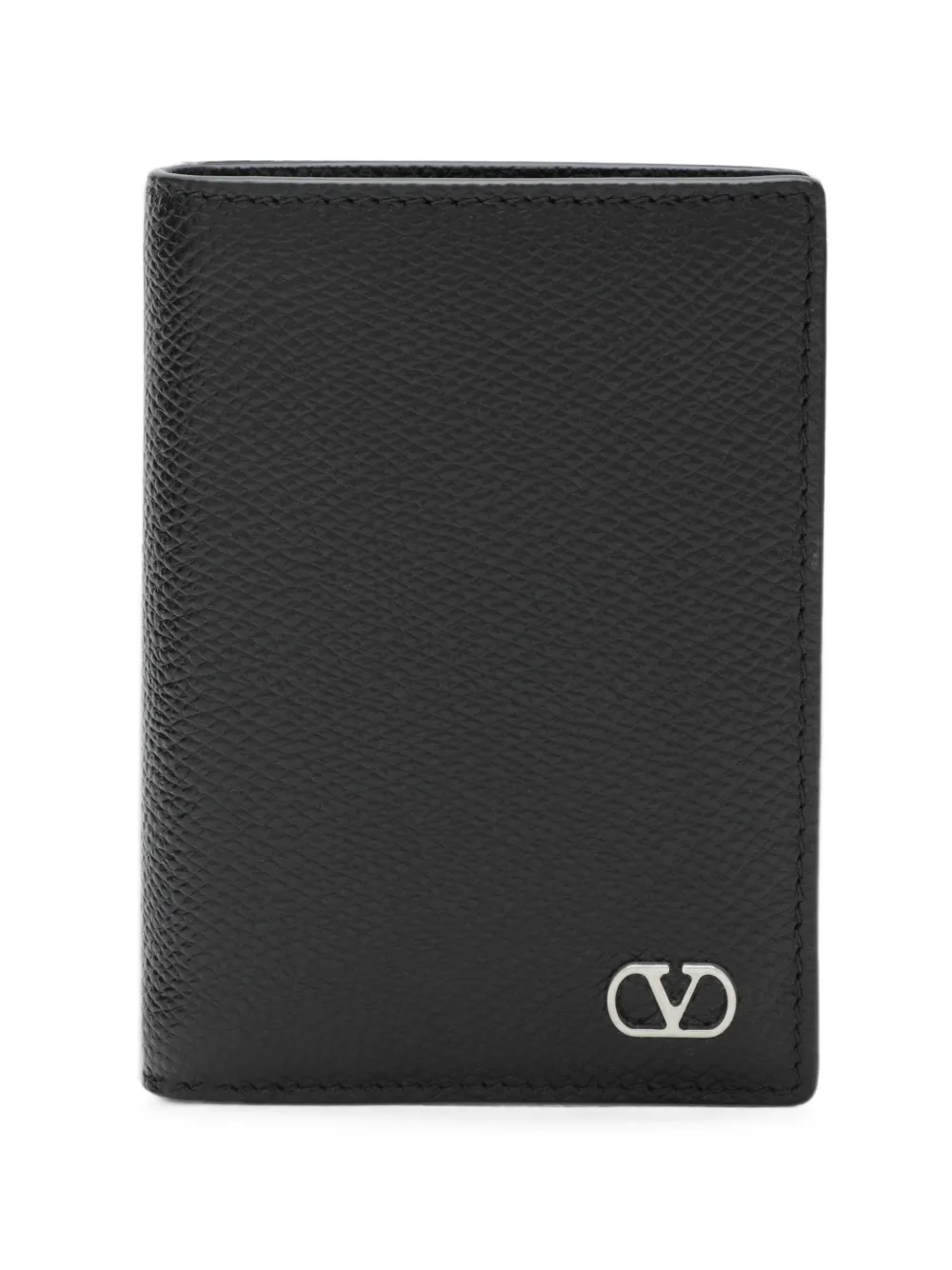 Valentino Garavani VLogo Signature grained-leather card holder - Nero