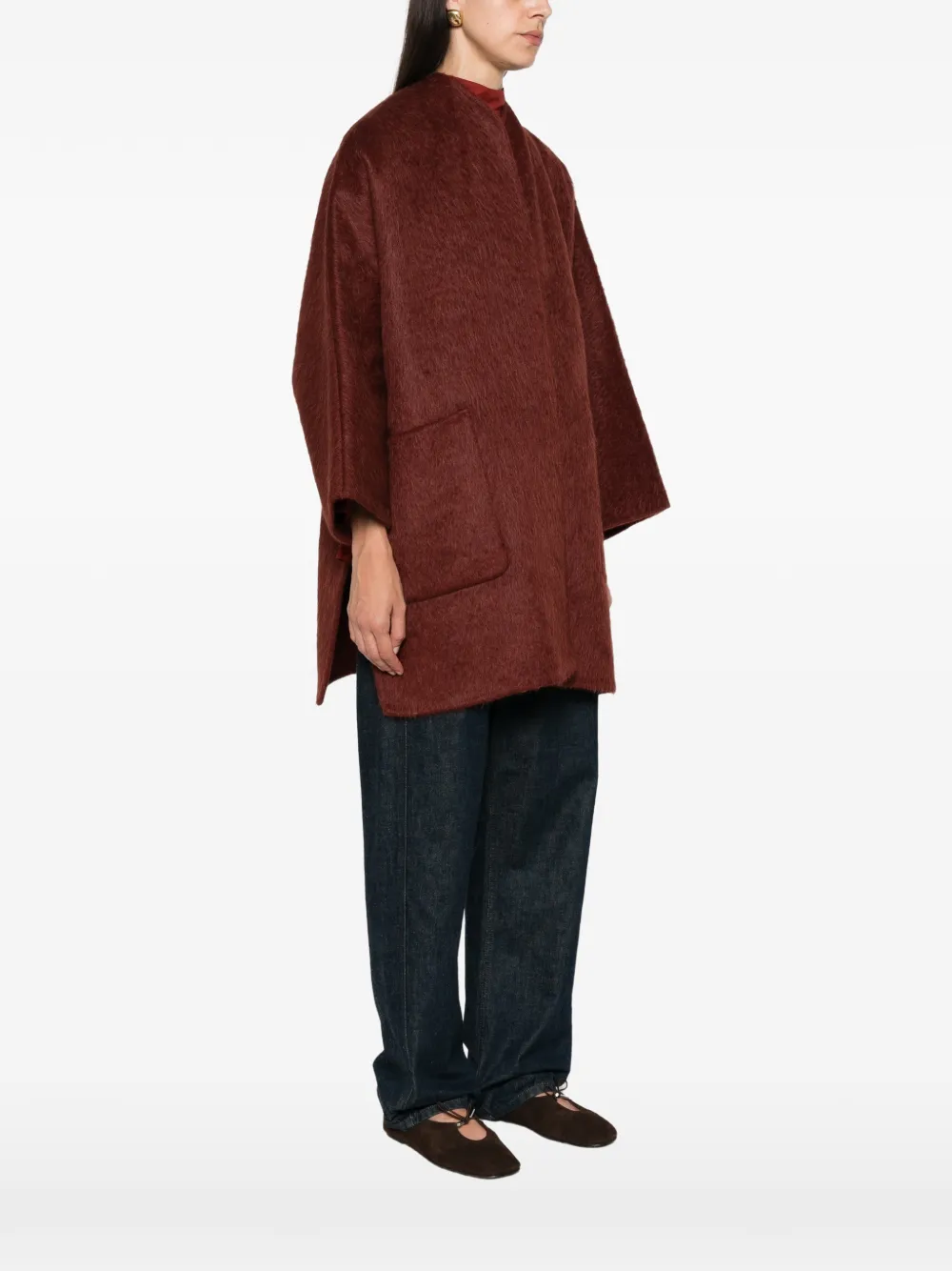 Max Mara Oversized jas met geborstelde afwerking Rood