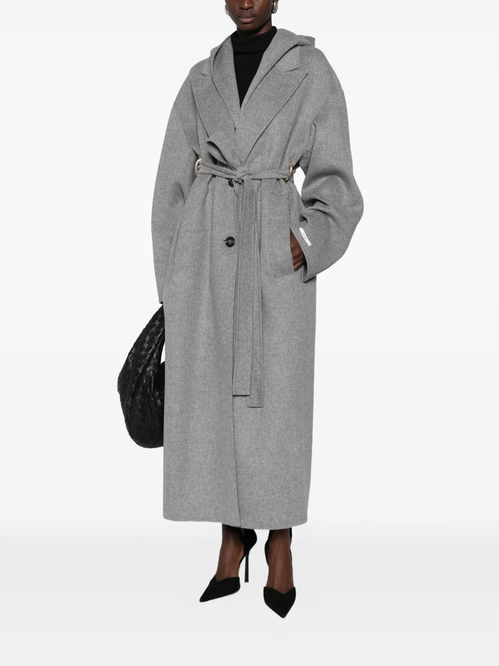 Sportmax hooded belted coat Grijs