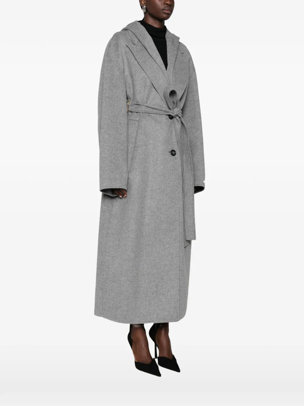Sportmax hooded belted coat Grijs