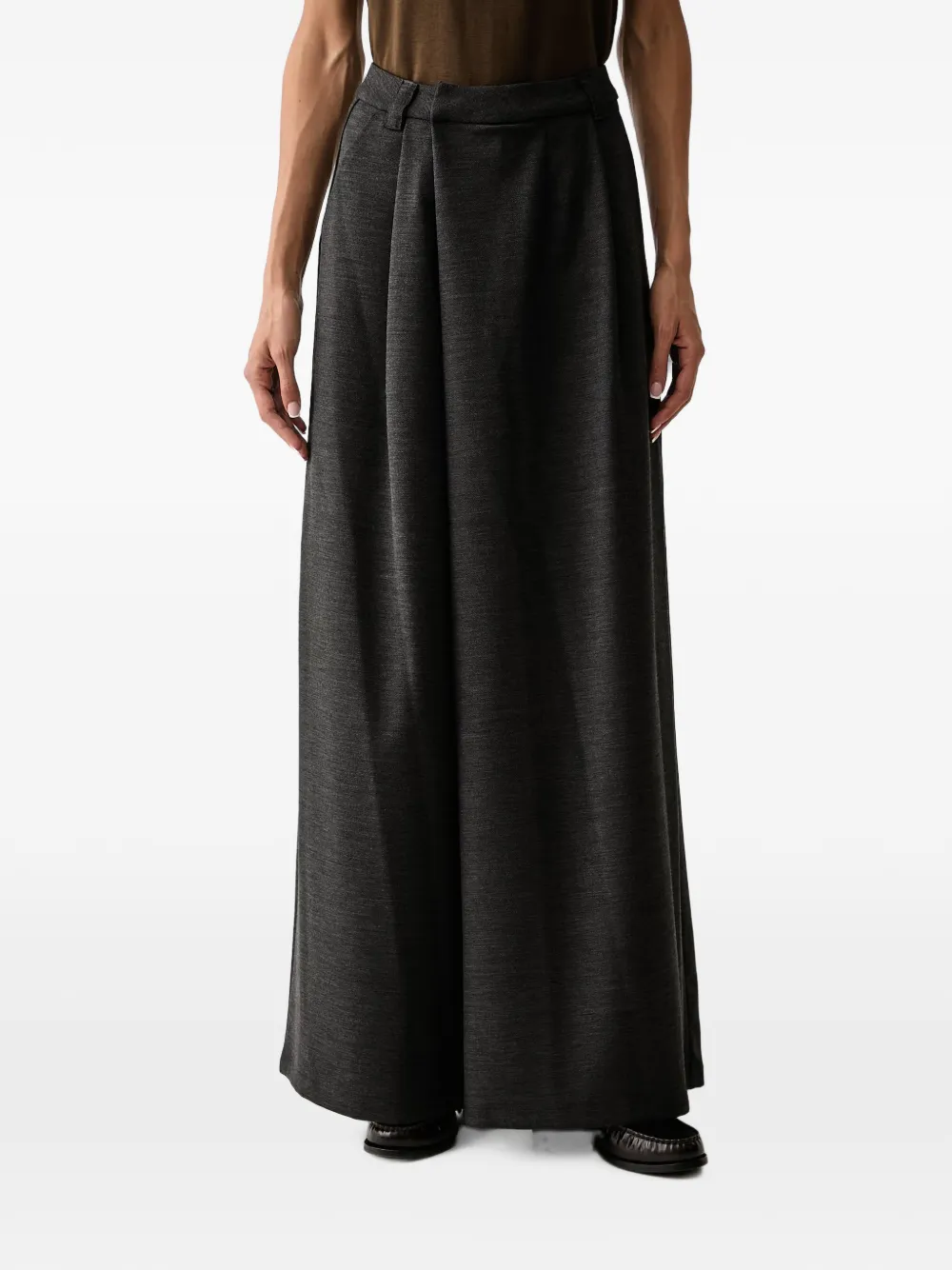 Eleh Pleated Wide-leg Trousers In Grey