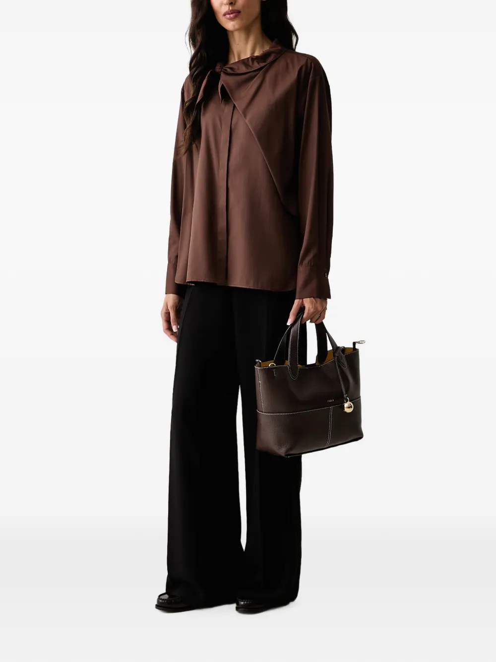Eleh Blouse met strik Bruin