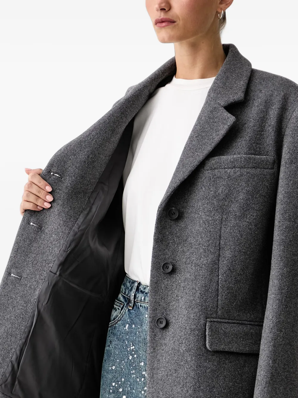 Eleh Blazer met enkele rij knopen Grijs