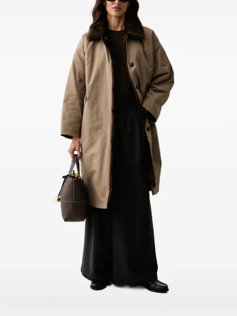 Eleh faux-fur-trim buttoned coat