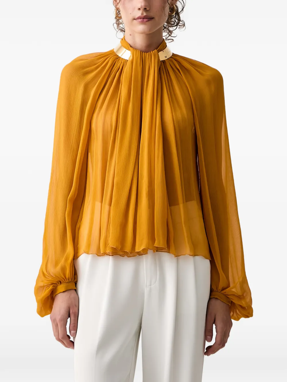 Elisabetta Franchi pleated metal-collar blouse