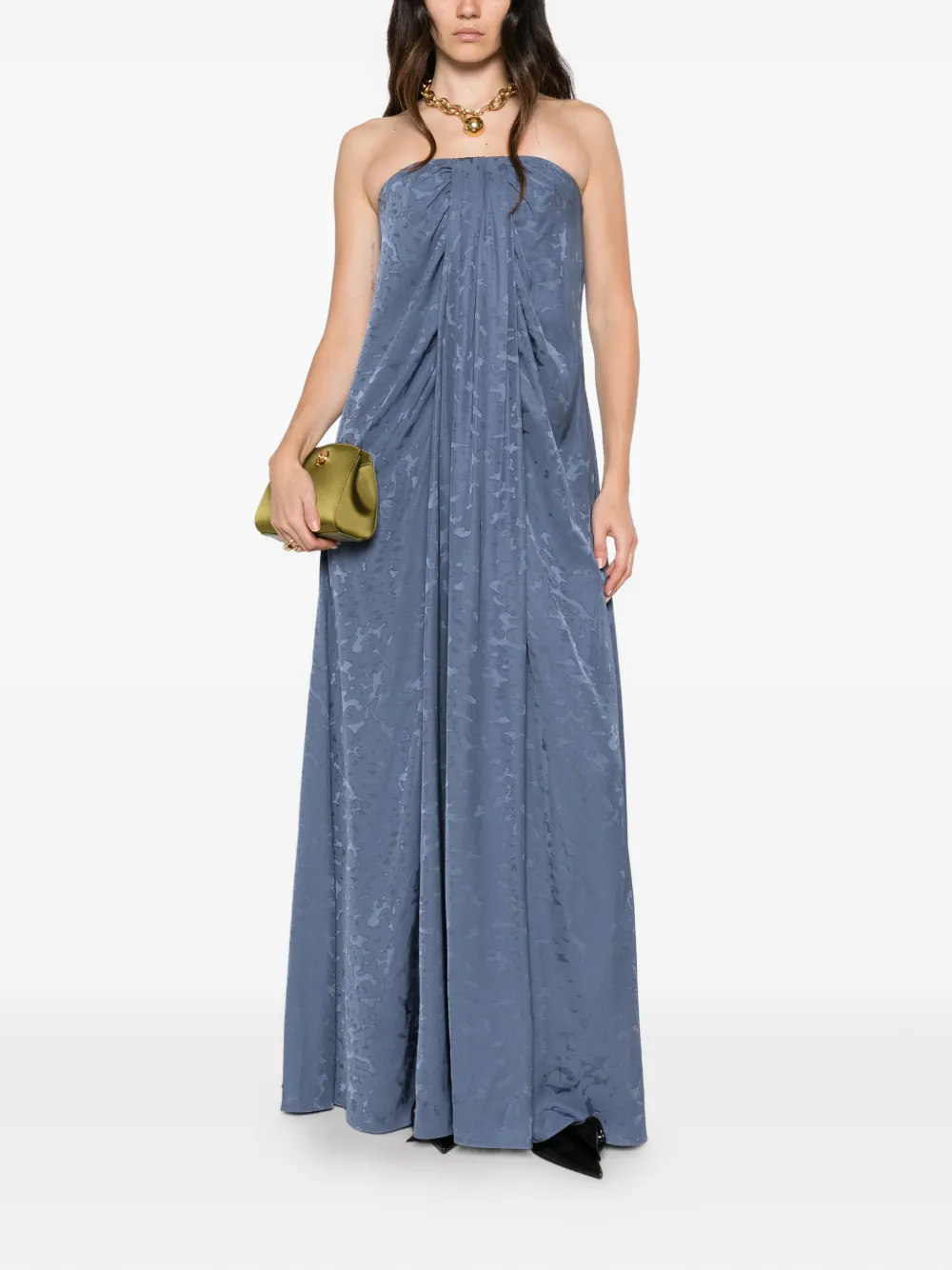 JOSEPH Mia strapless maxi-jurk met Leo-jacquard Blauw