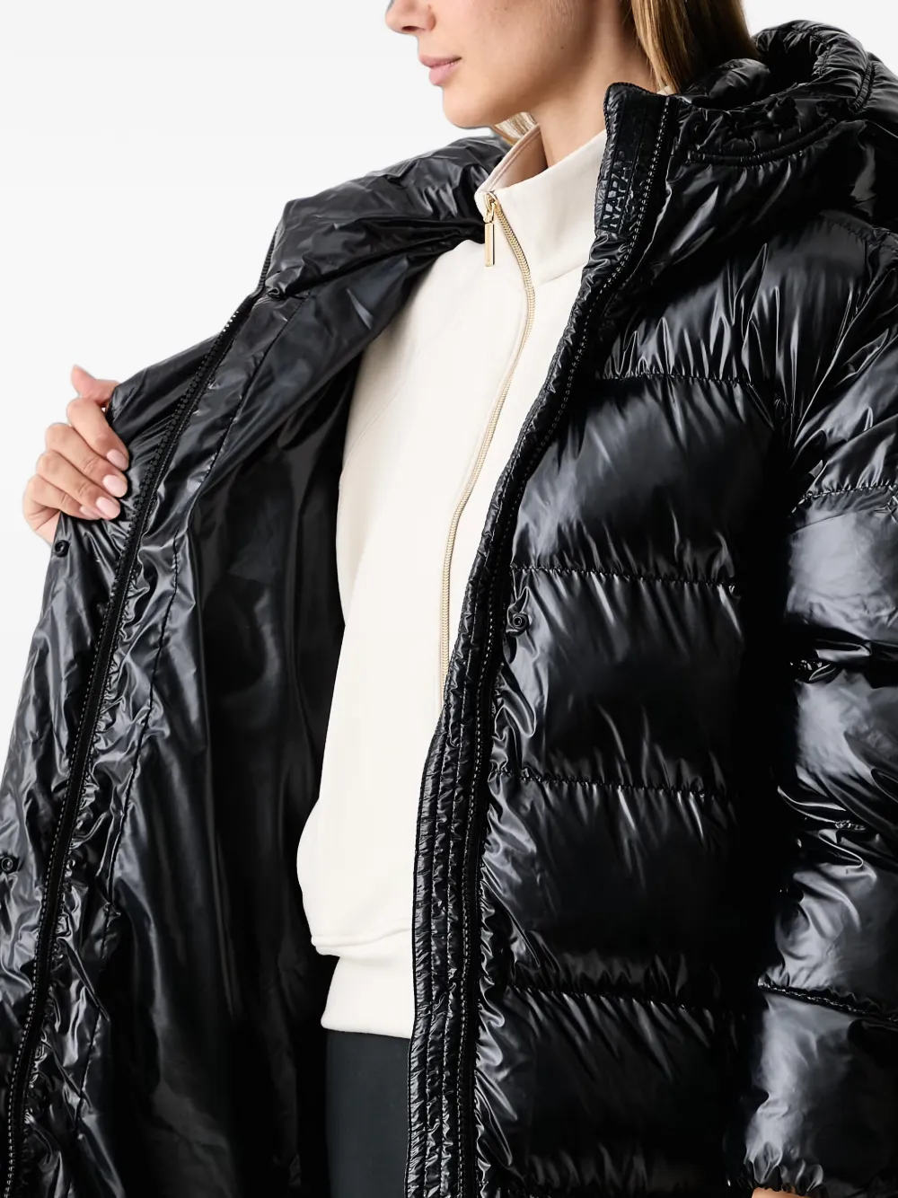 Napapijri Glane quilted hooded coat Zwart