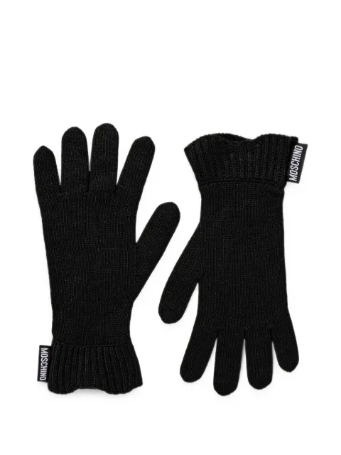 Moschino logo-tag ribbed-trim gloves