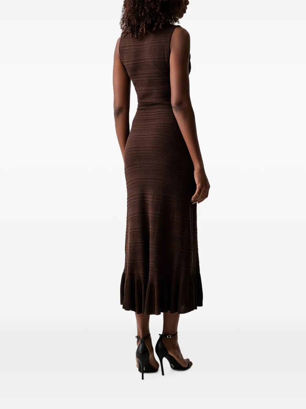 Morgan ruffled midi dress Bruin