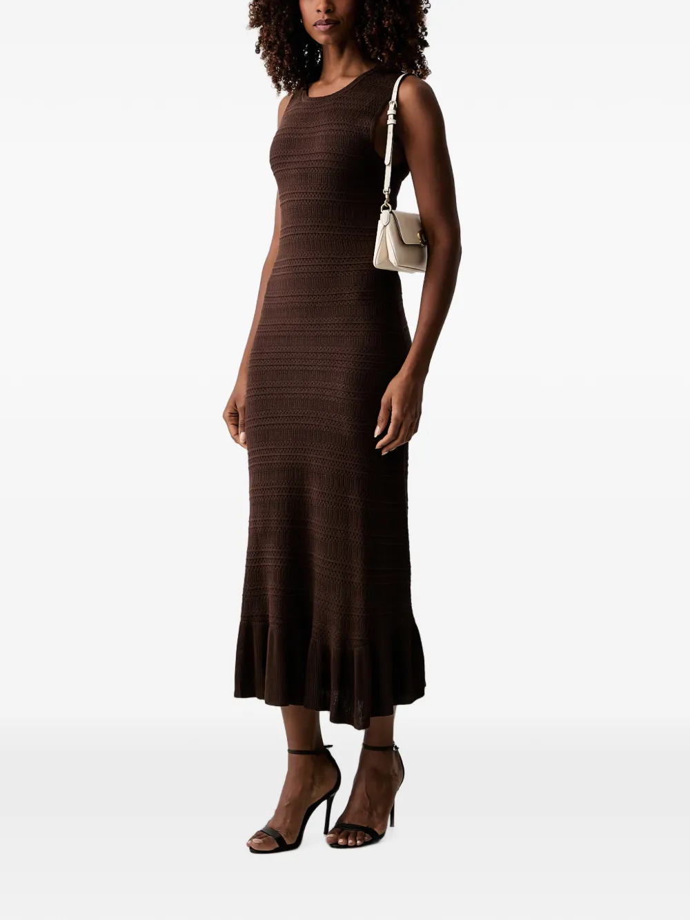 Morgan ruffled midi dress Bruin