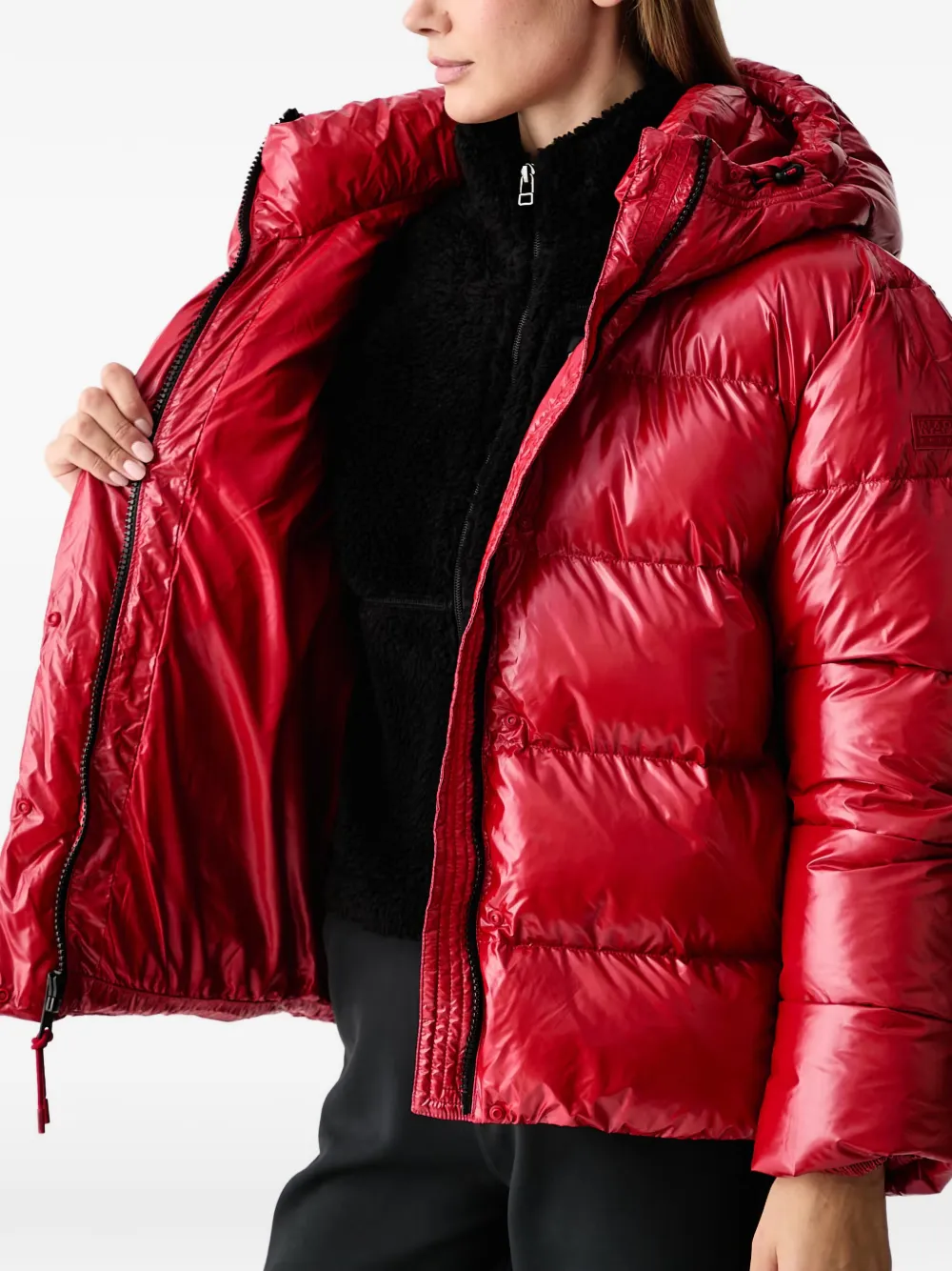 Napapijri Glane Mirror hooded puffer jacket Rood