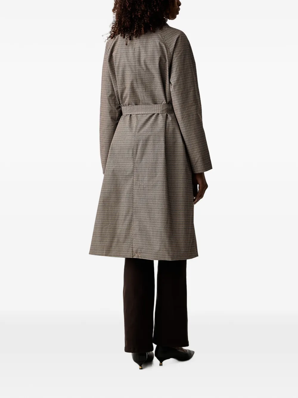 Morgan Jas met pied-de-poule print en ceintuur Beige