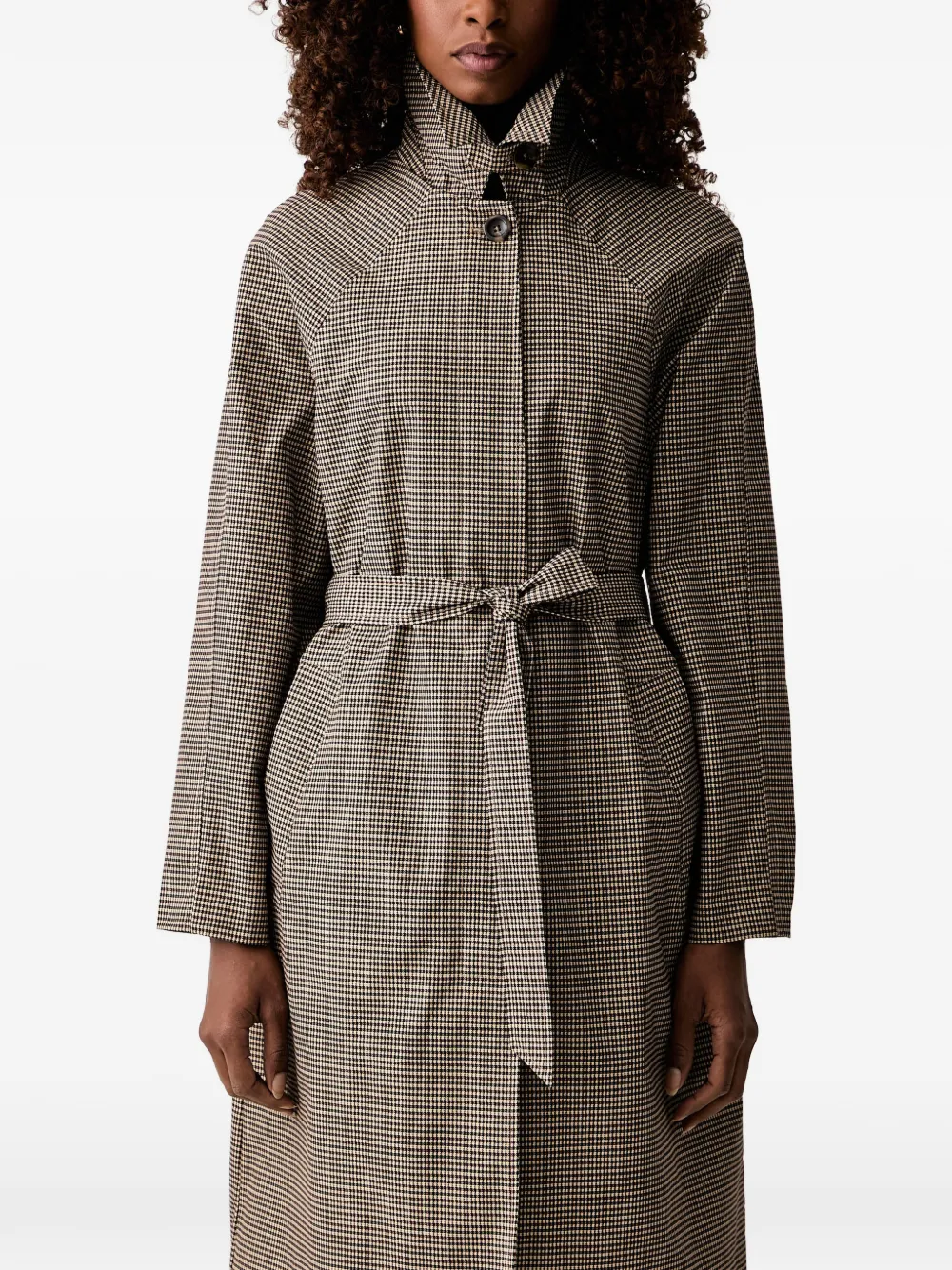 Morgan Jas met pied-de-poule print en ceintuur Beige