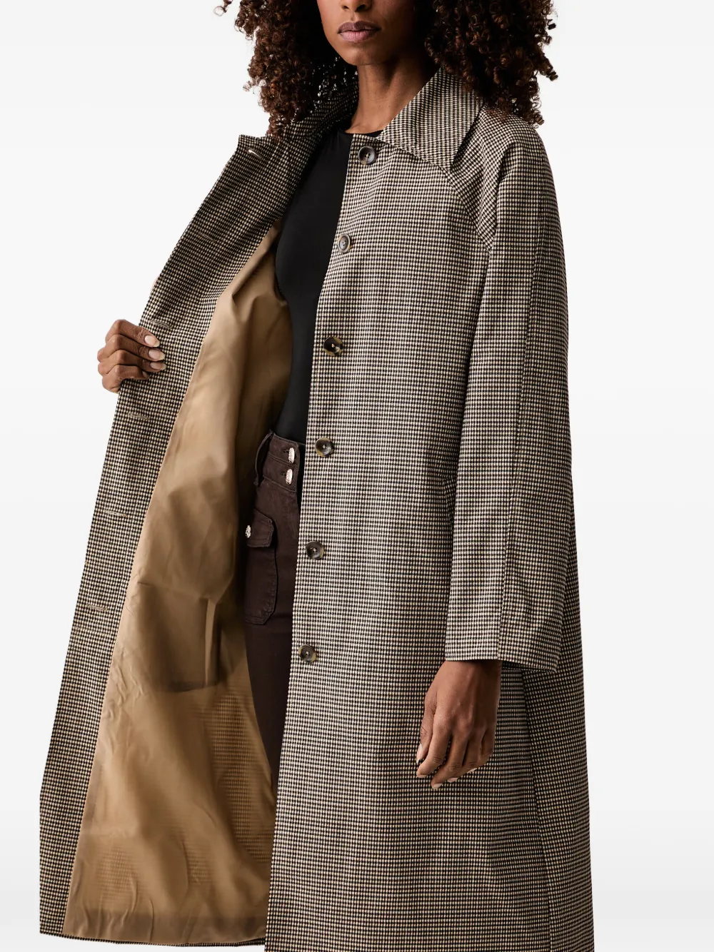 Morgan Jas met pied-de-poule print en ceintuur Beige