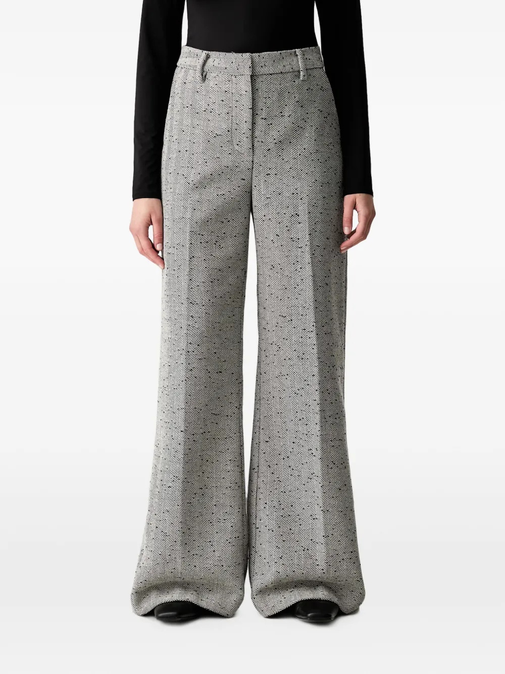 MUNTHE Eileen herringbone-pattern wide-leg trousers