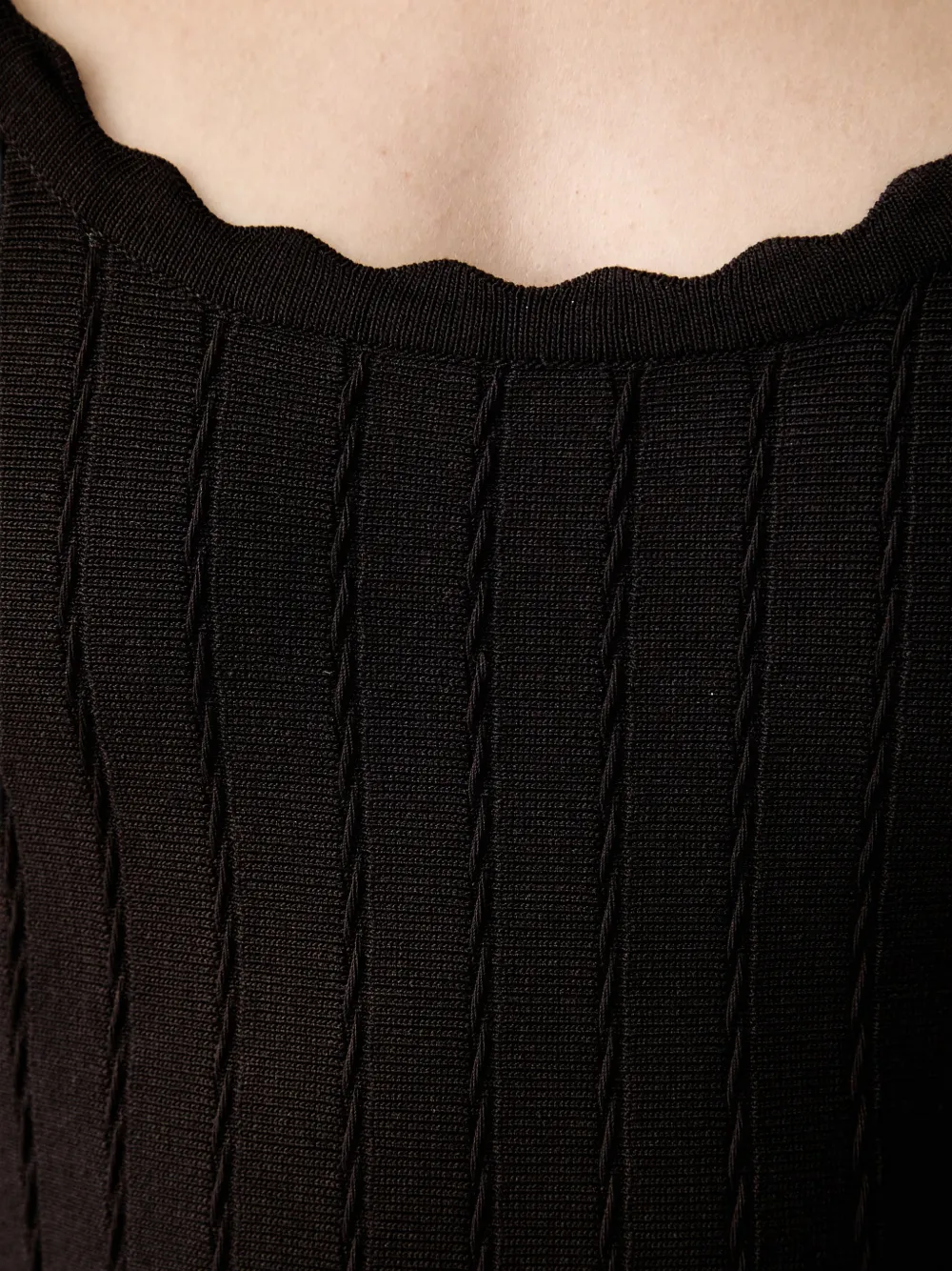 Morgan scallop-edge cable-knit mini dress Bruin