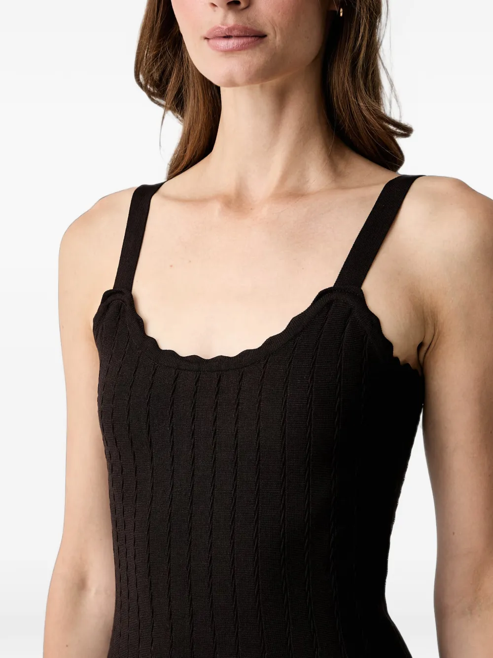 Morgan scallop-edge cable-knit mini dress Bruin
