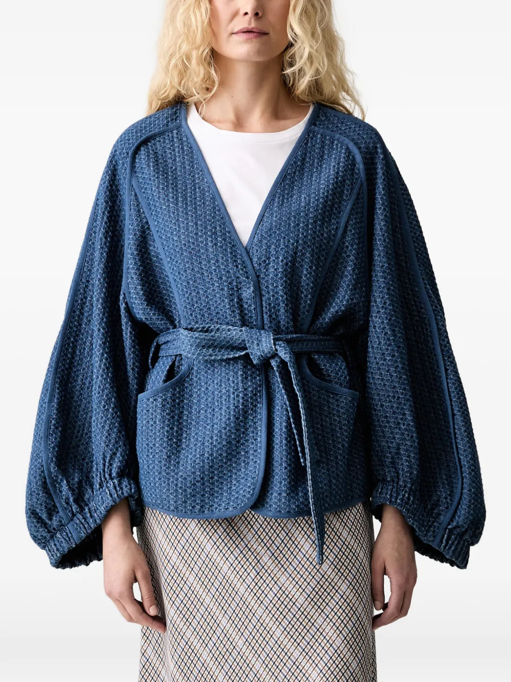 MUNTHE Vidya belted balloon-sleeve jacket