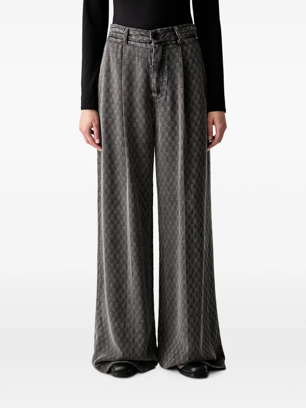 MUNTHE Ronan check-pattern wide-leg jeans
