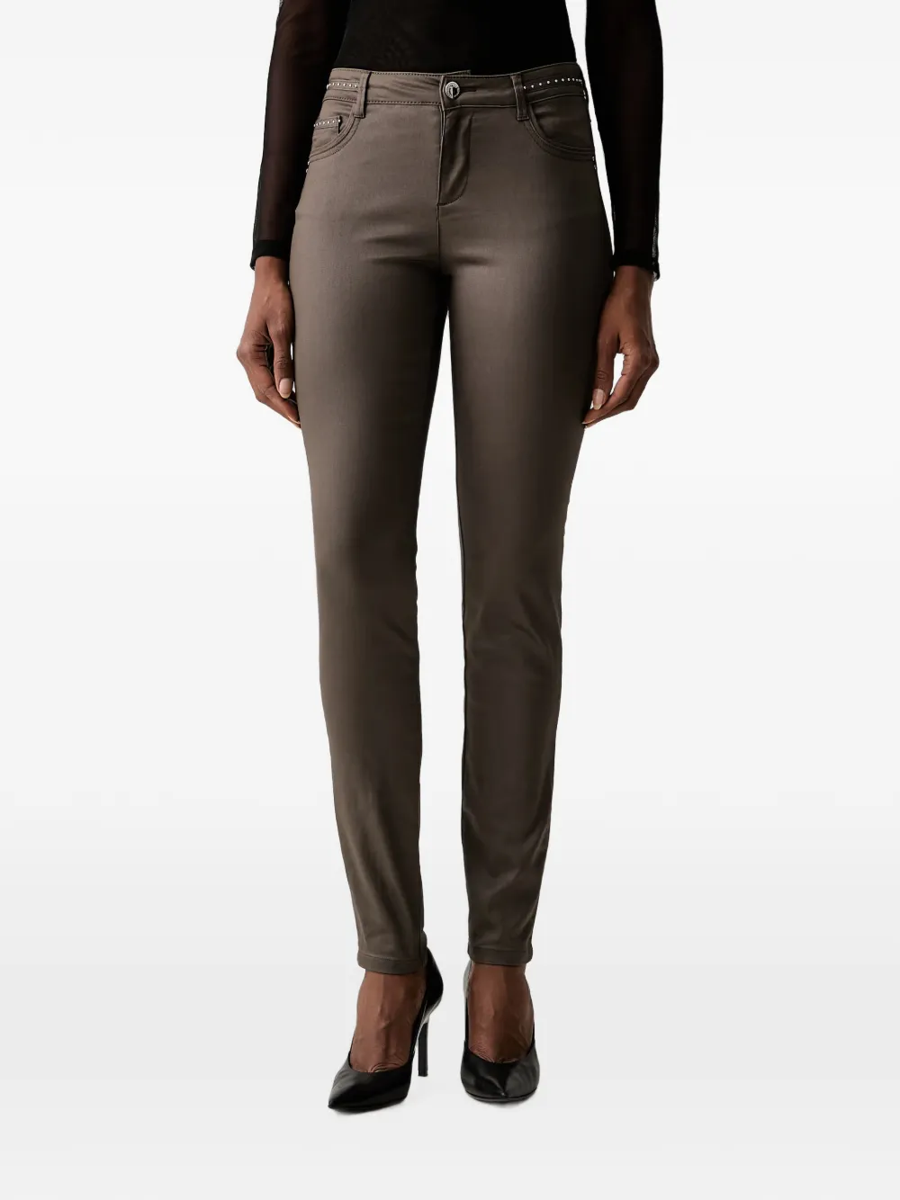 Morgan stud-embellished skinny trousers