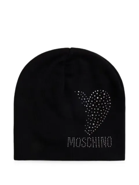 Moschino crystal-embellished logo-detail beanie hat