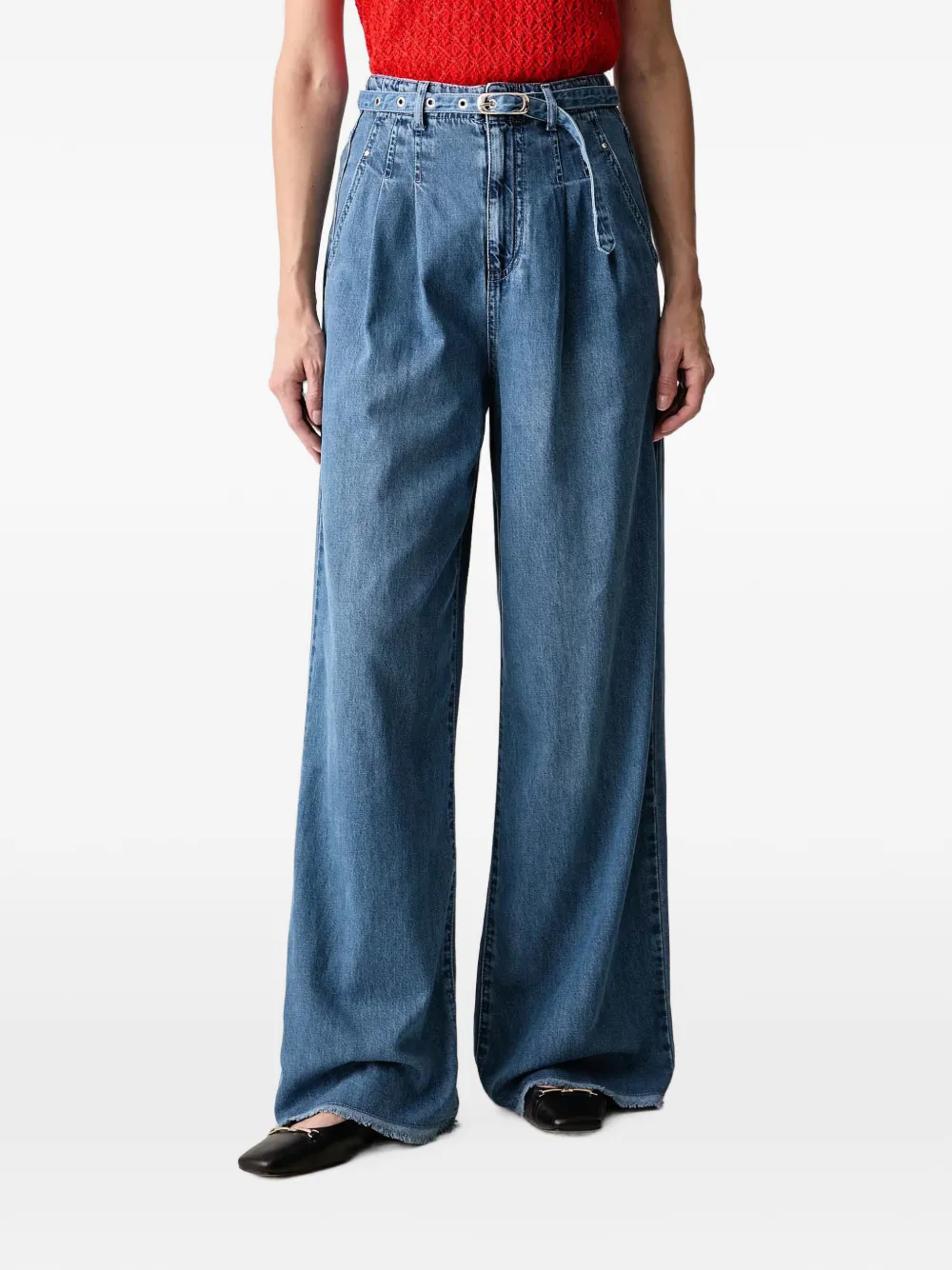 Morgan belted pleated jeans - Blu