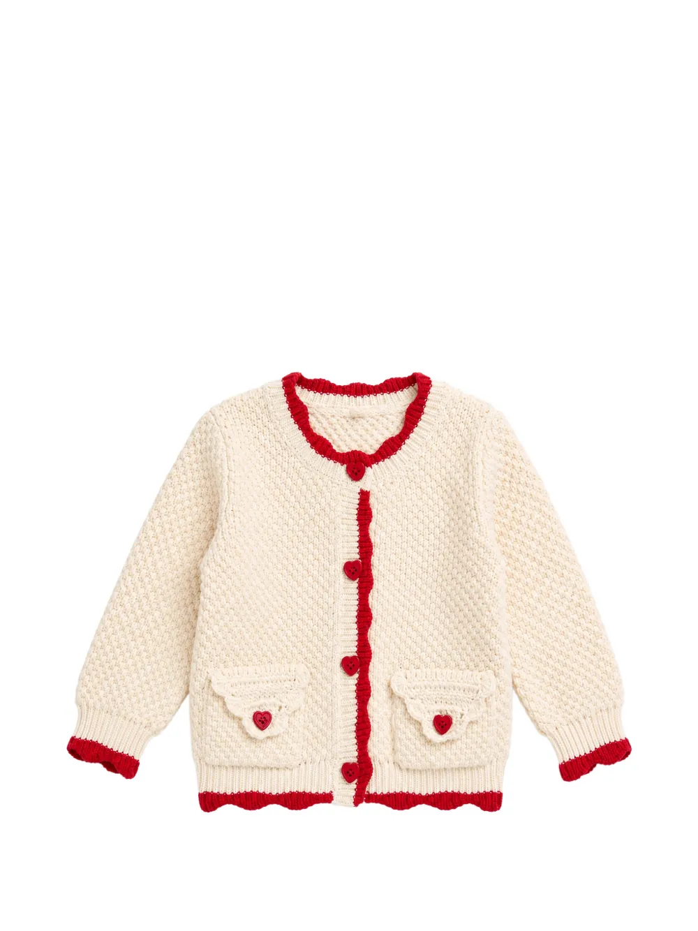 Stella McCartney Kids heart-button chunky-knit cardigan - Toni neutri
