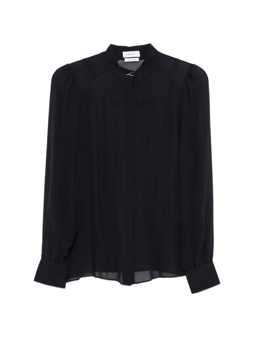 Alexander McQueen sheer-sleeve shirt - Blue