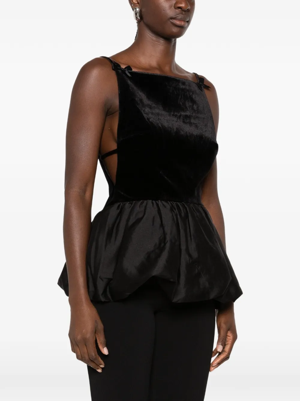 Self-Portrait bubble-hem top Zwart