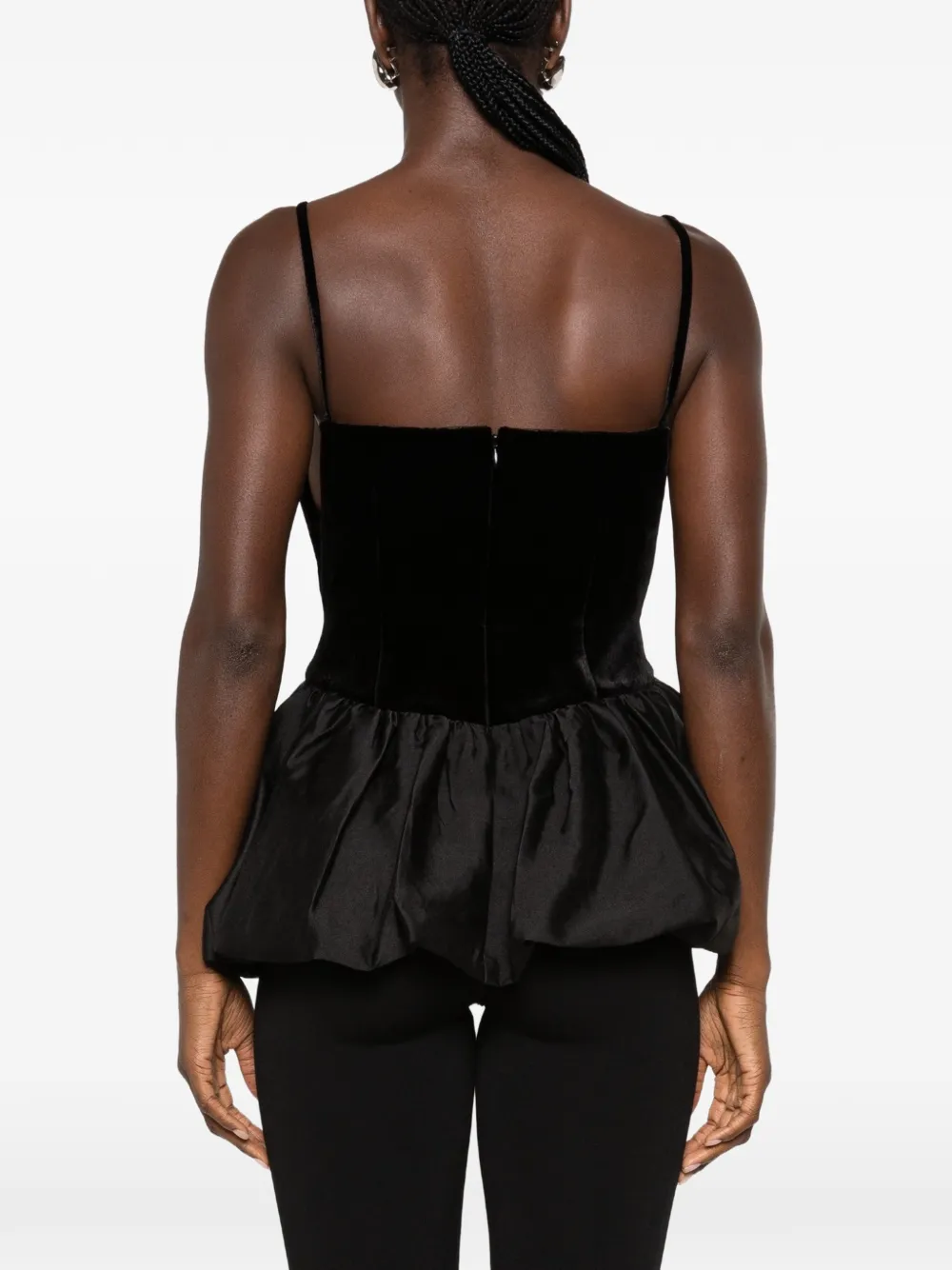 Self-Portrait bubble-hem top Zwart