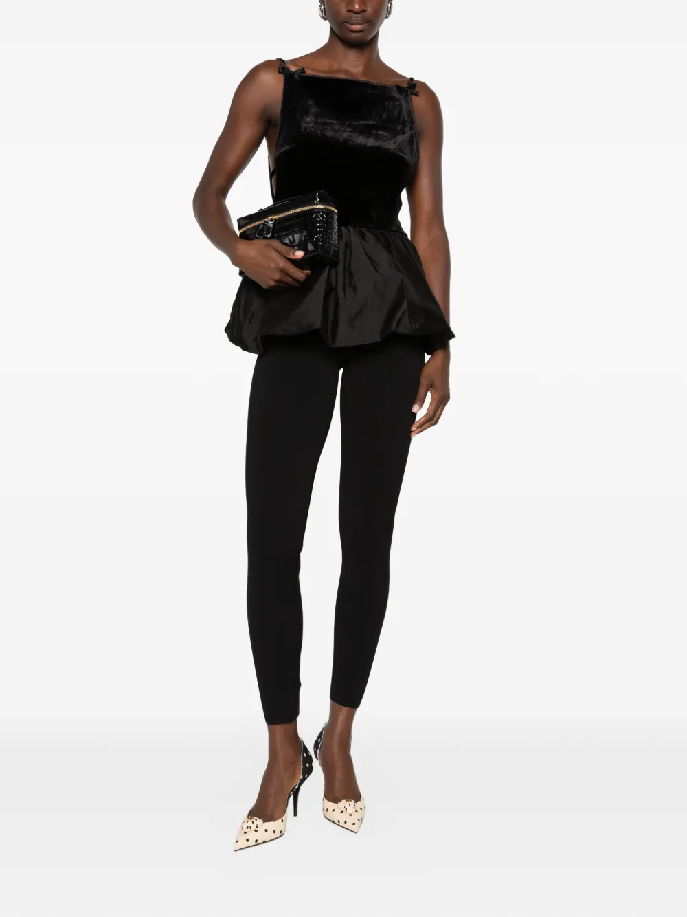 Self-Portrait bubble-hem top Zwart