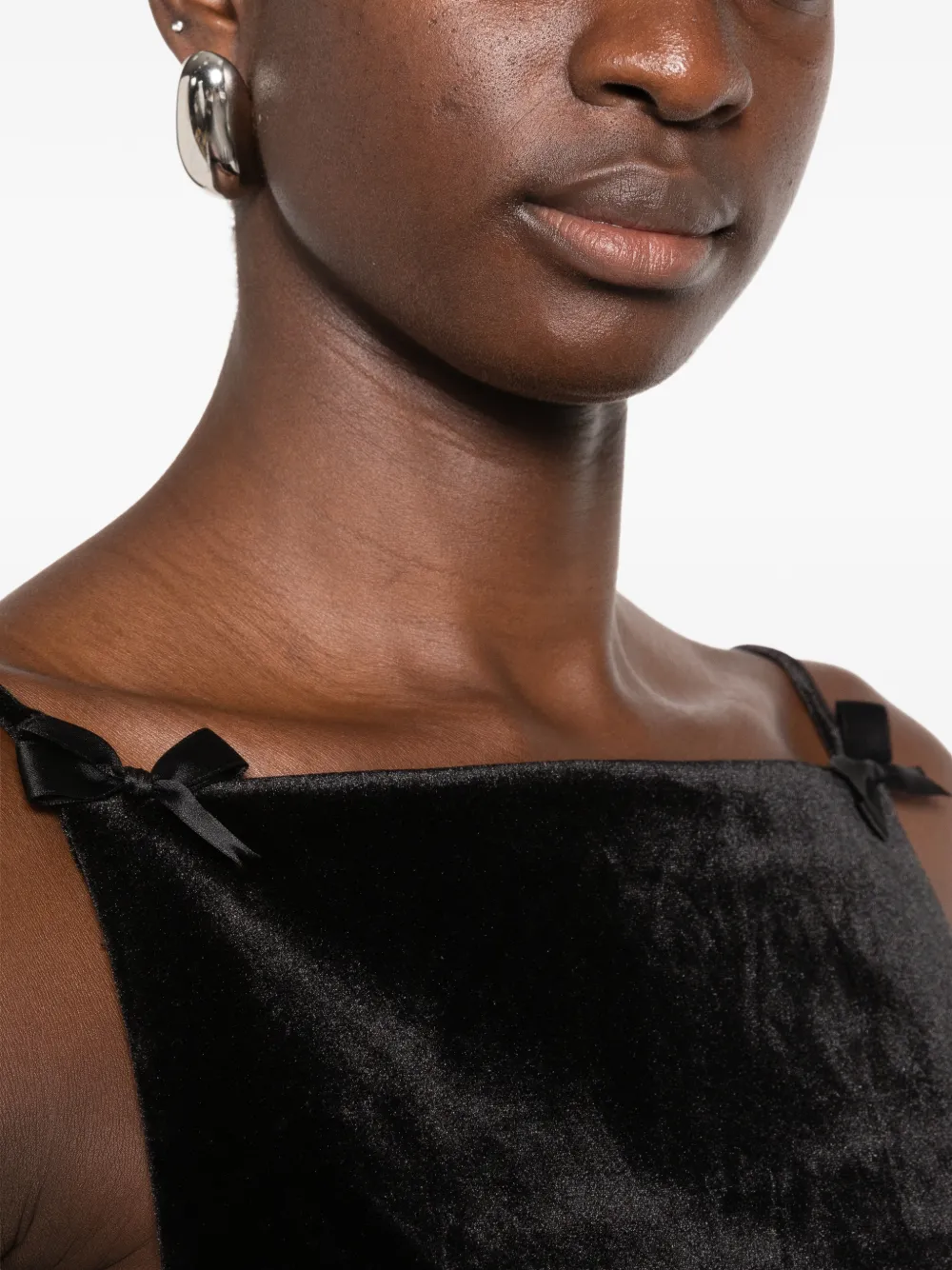 Self-Portrait bubble-hem top Zwart
