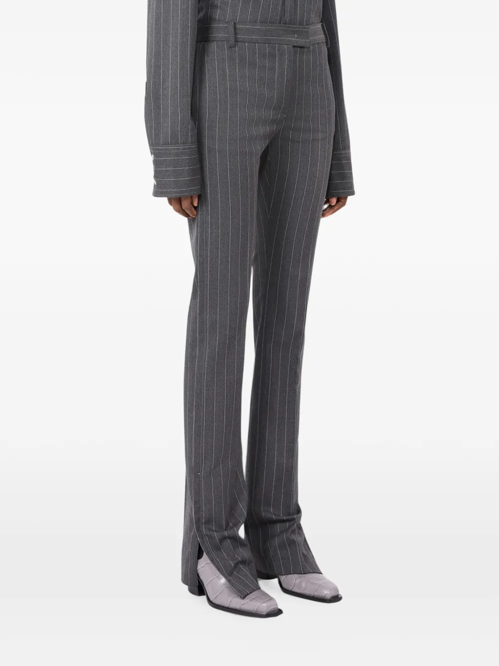 Sportmax Flared broek met krijtstreep Grijs