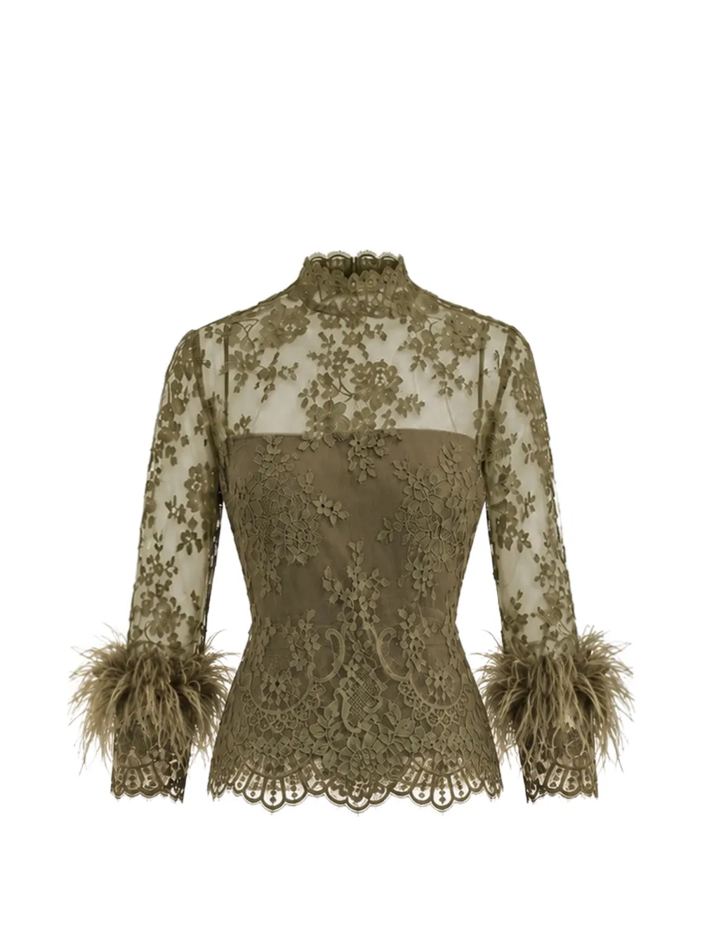 Gemy Maalouf Top con piume - Verde