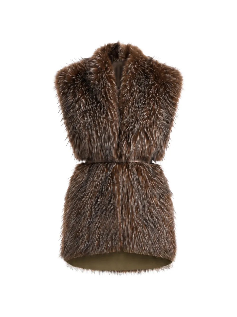 Gemy Maalouf belted faux-fur gilet - Marrone