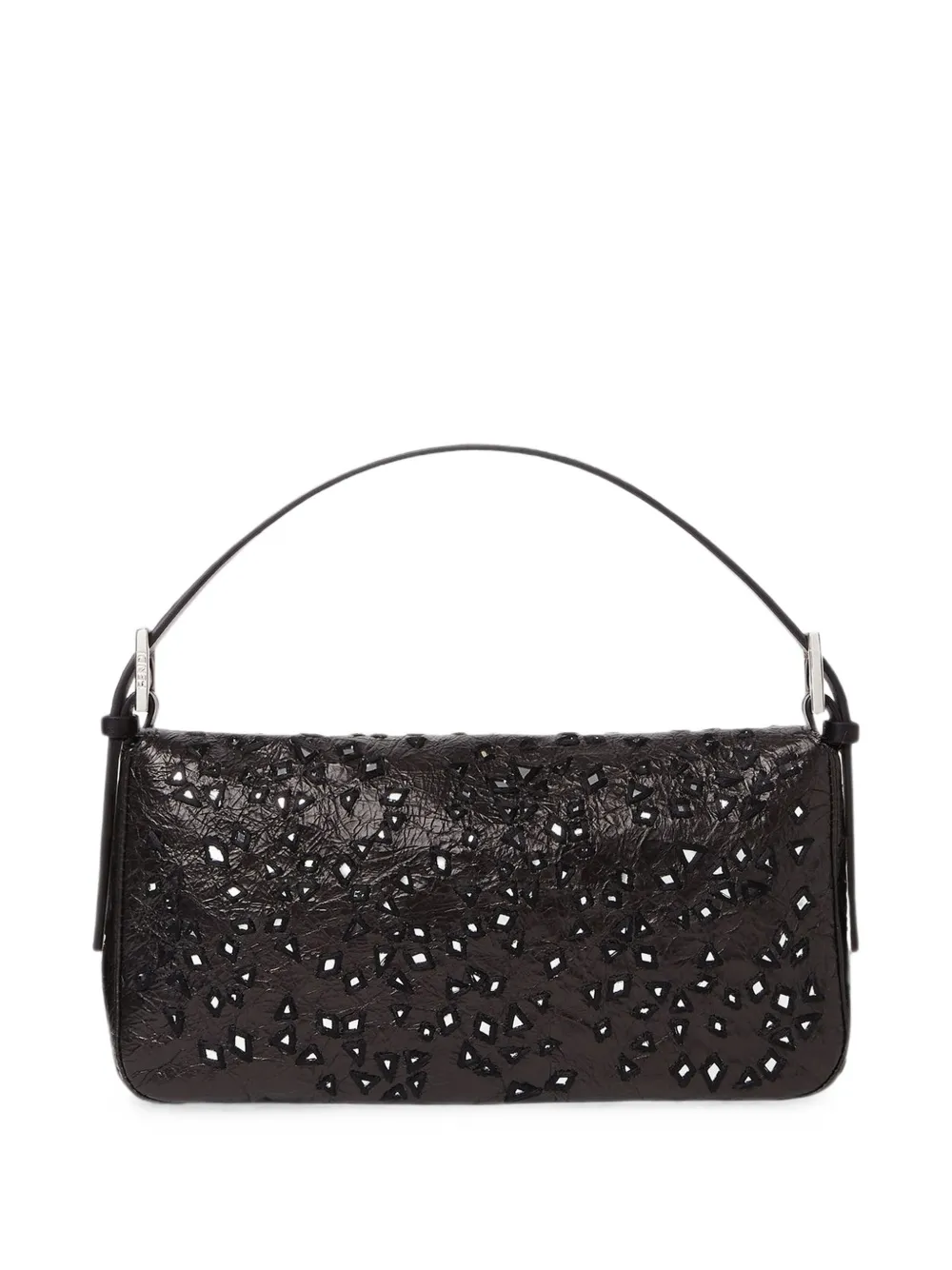 FENDI Baguette mirror-embellished leather tote bag Zwart