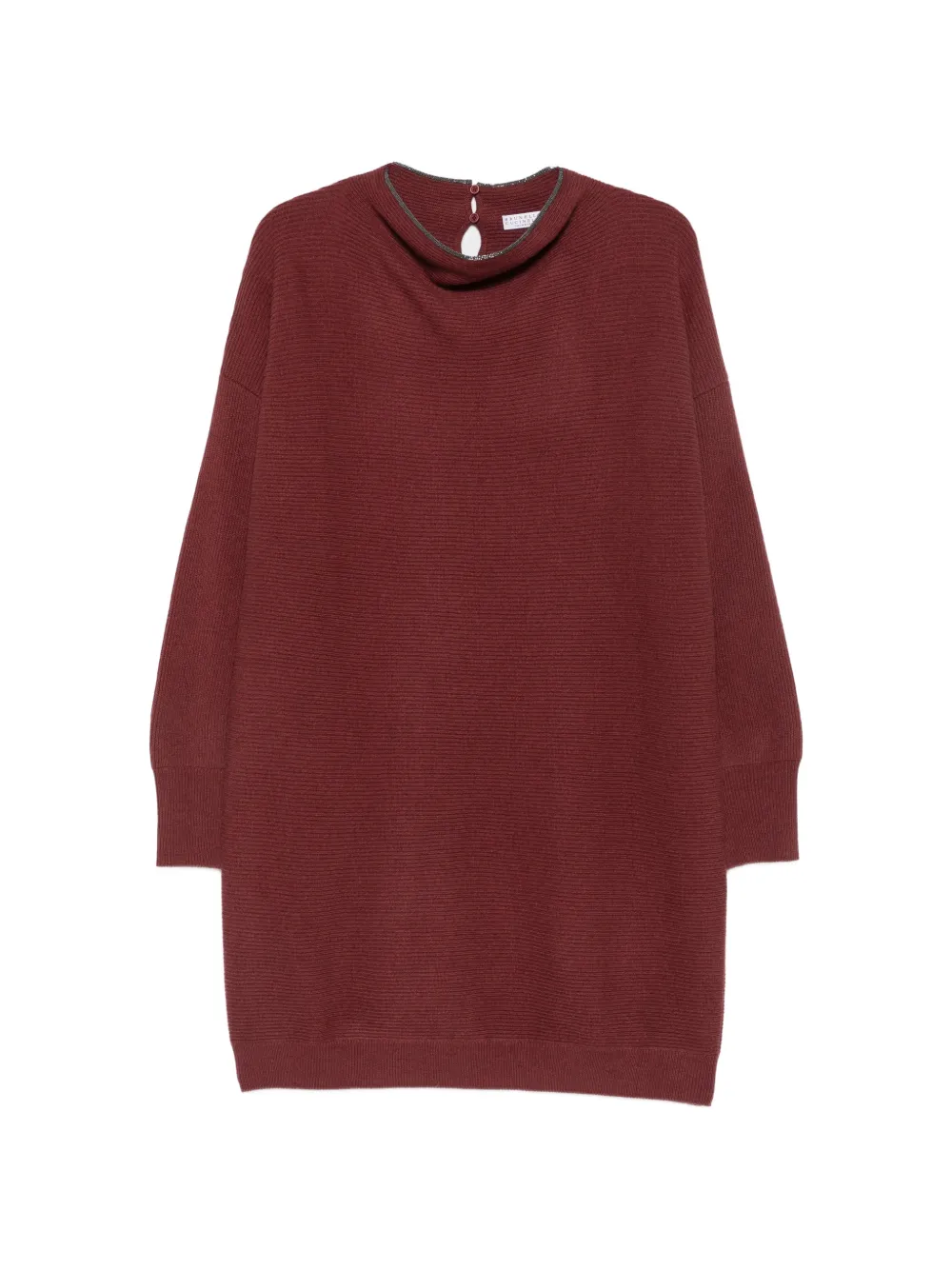 Brunello Cucinelli Ribgebreide jurk met keyhole-detail Rood