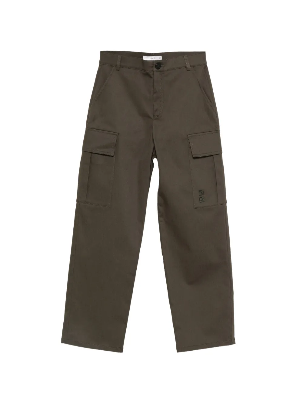 Fendi Kids logo-patch cargo pants - Verde